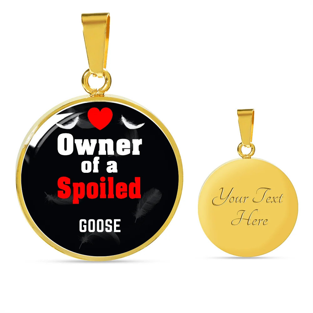Goose Bird Owner Personalized Engraved Gold Circle Necklace Custom Name Date Gi